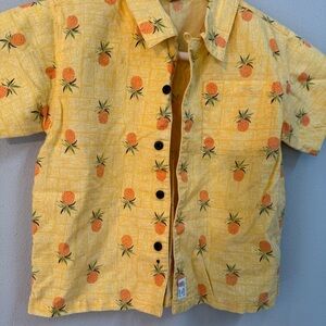 Pineapple Hawaiian Boys Button Down Short Shirt 3T